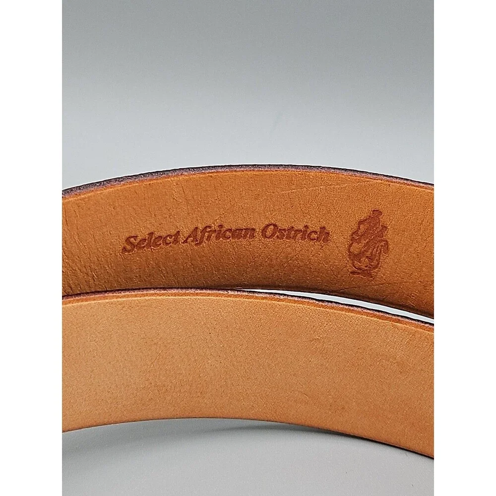 Genuine African Ostrich Leg Saddlebags Leather Brown Belt Made In USA 38